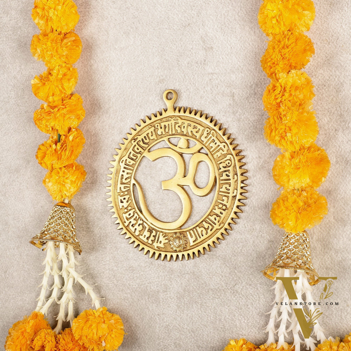 Pure Brass Om with Gayatri mantra Wall hanging 8"
