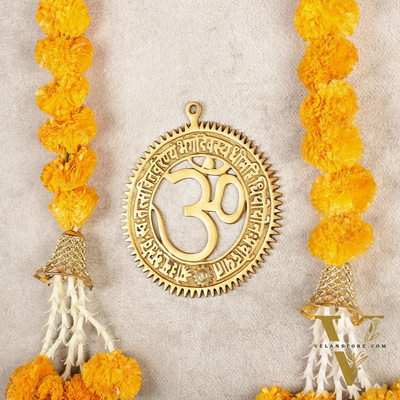 Pure Brass Om with Gayatri mantra Wall hanging 8"