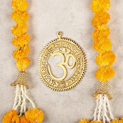 Pure Brass Om with Gayatri mantra Wall hanging 8"