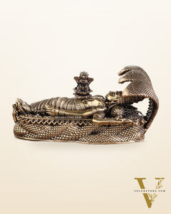 Pure Brass Padmanabhan Swamy Idol with Brahma & Shiva Lingam 4"