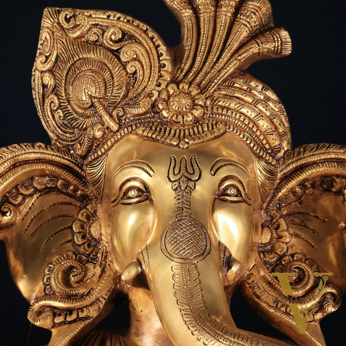 Pure Brass Pagadi Ganapati – Lord Ganesha Wearing a Turban with Enhanced Carvings 18 inch