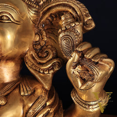 Pure Brass Pagadi Ganapati – Lord Ganesha Wearing a Turban with Enhanced Carvings 18 inch