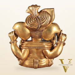 Pure Brass Pagadi Ganapati – Lord Ganesha Wearing a Turban with Enhanced Carvings 18 inch