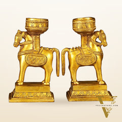 Pure Brass Pair of Horse Candle Holders 5.5"