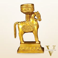 Pure Brass Pair of Horse Candle Holders 5.5"