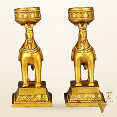 Pure Brass Pair of Horse Candle Holders 5.5"