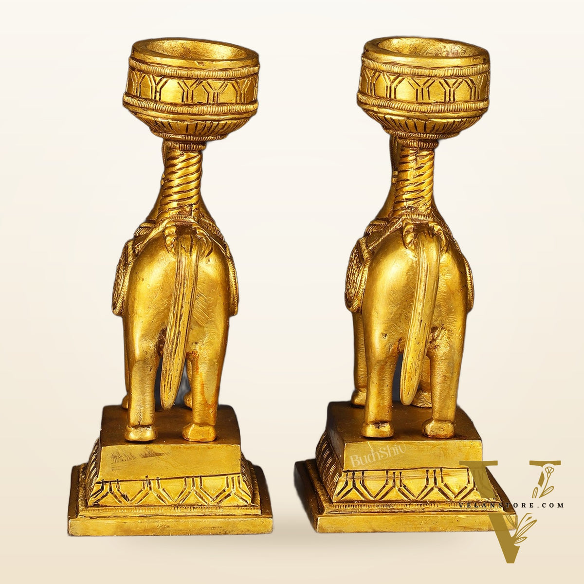 Pure Brass Pair of Horse Candle Holders 5.5"