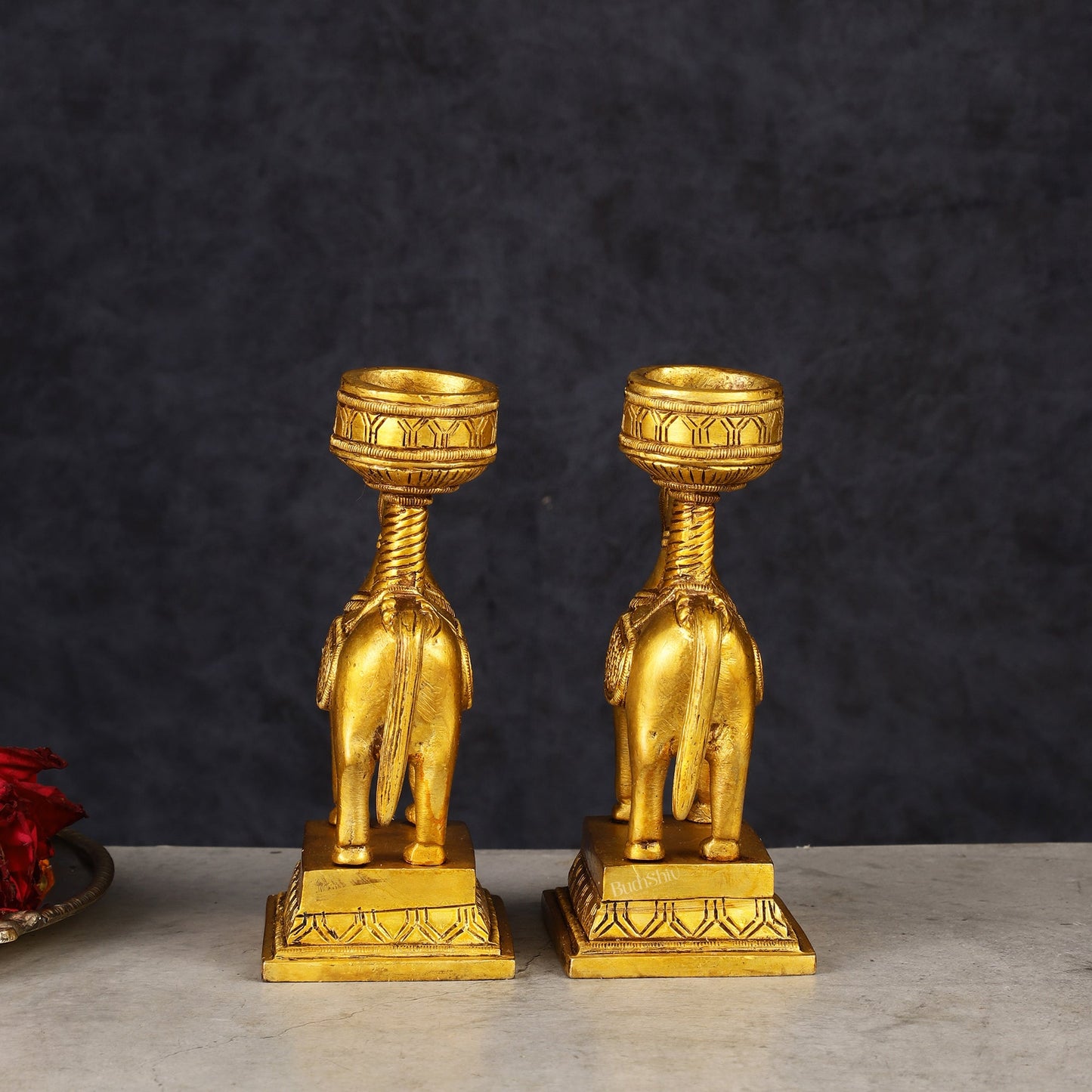 Pure Brass Pair of Horse Candle Holders 5.5"