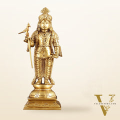 Pure Brass Palani Raja Alangaram Murugan Statue - 12"