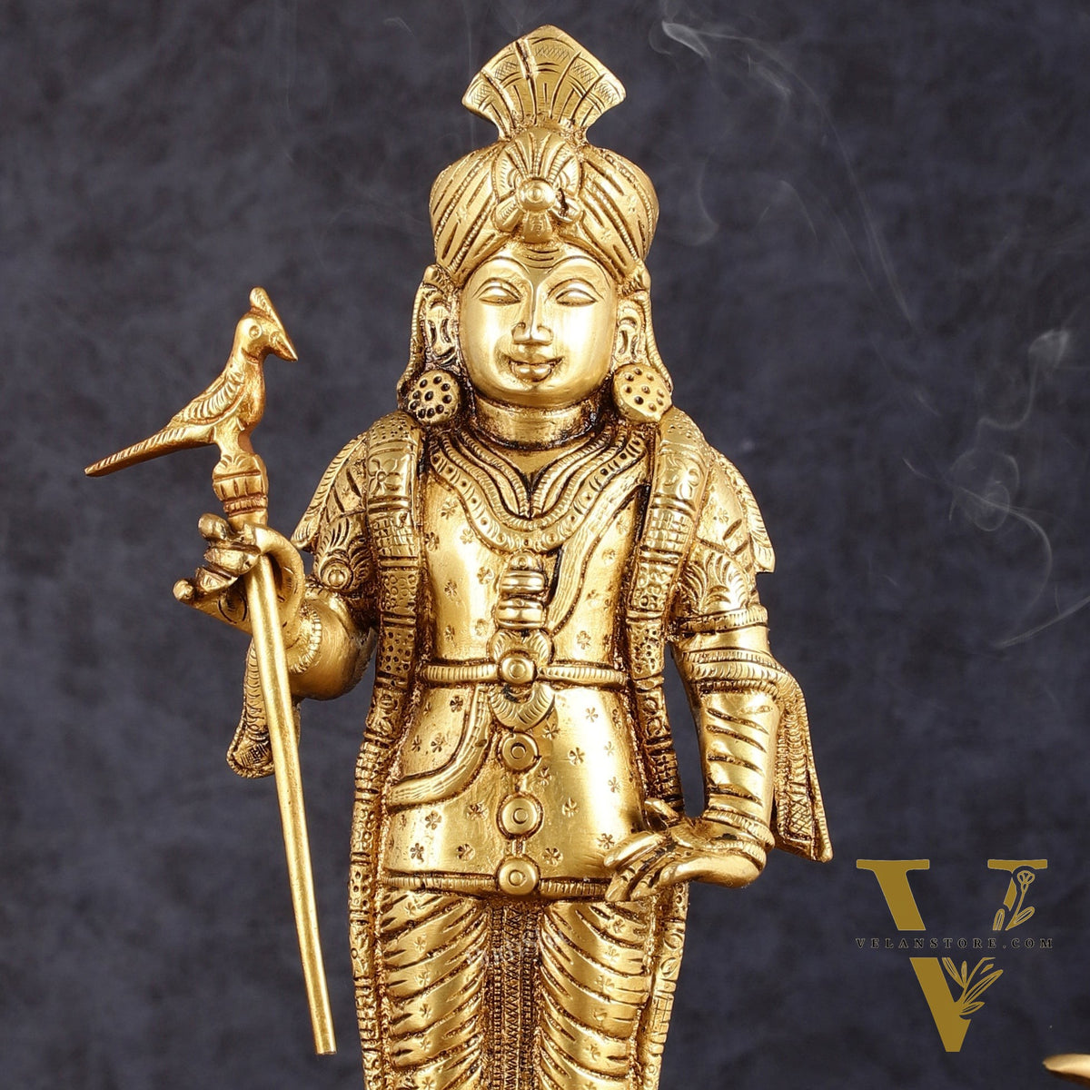 Pure Brass Palani Raja Alangaram Murugan Statue - 12"