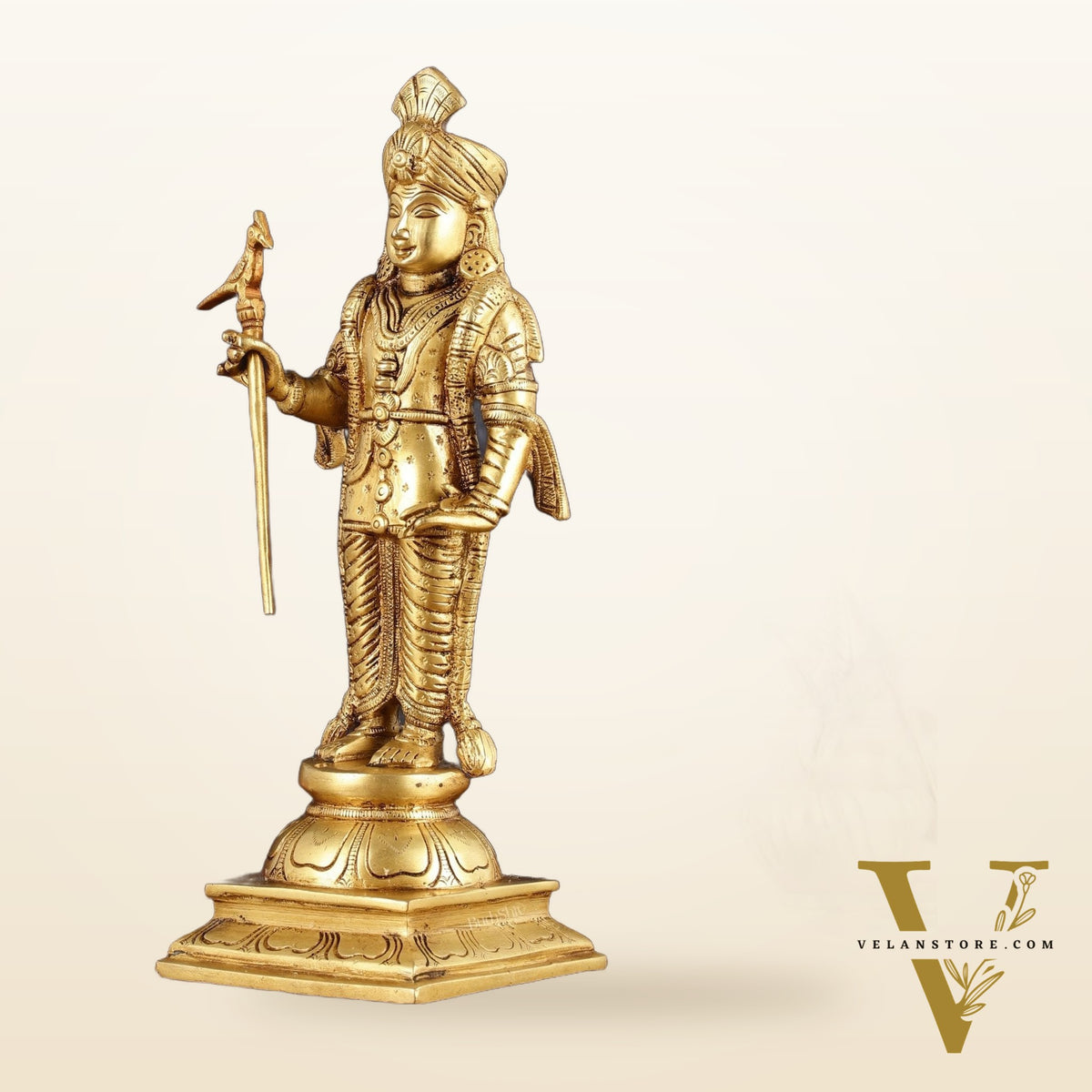 Pure Brass Palani Raja Alangaram Murugan Statue - 12"