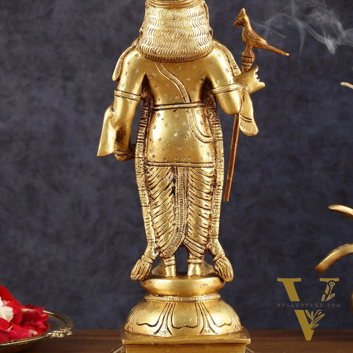 Pure Brass Palani Raja Alangaram Murugan Statue - 12"