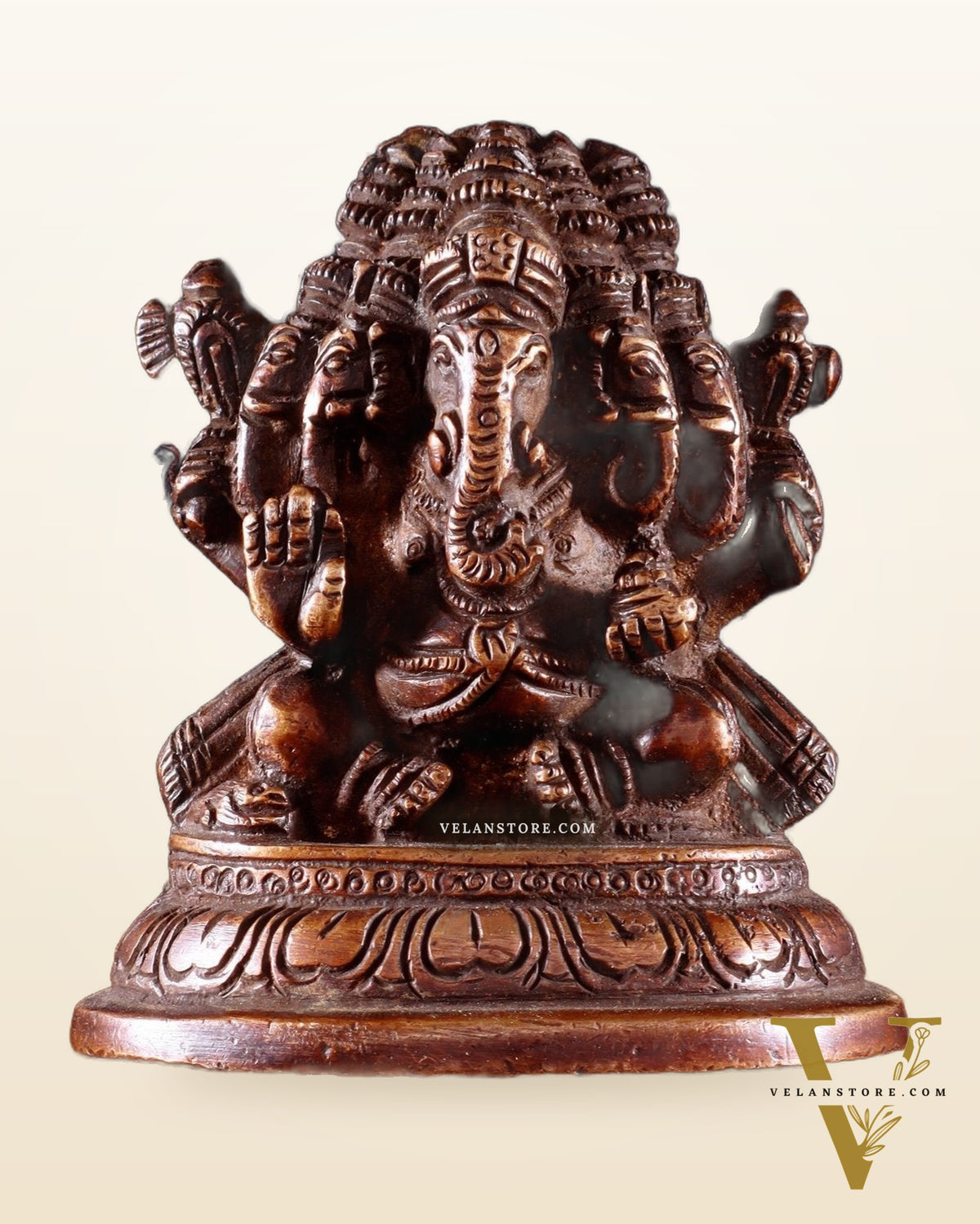 Pure Brass Panchmukhi Ganapati Idol 3.5"