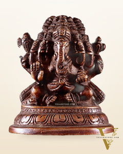 Pure Brass Panchmukhi Ganapati Idol 3.5"