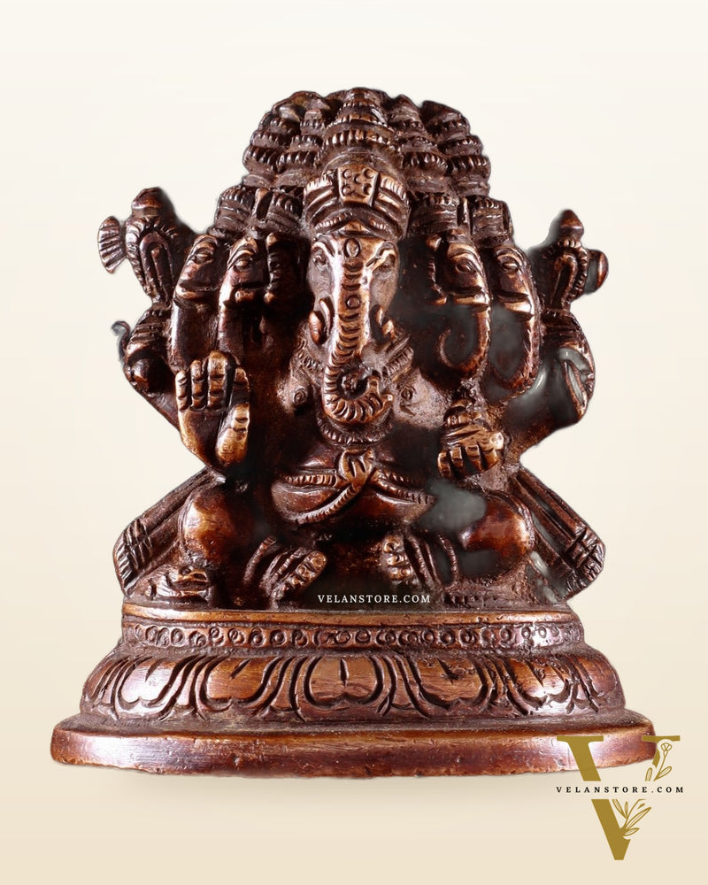 Pure Brass Panchmukhi Ganapati Idol 3.5"