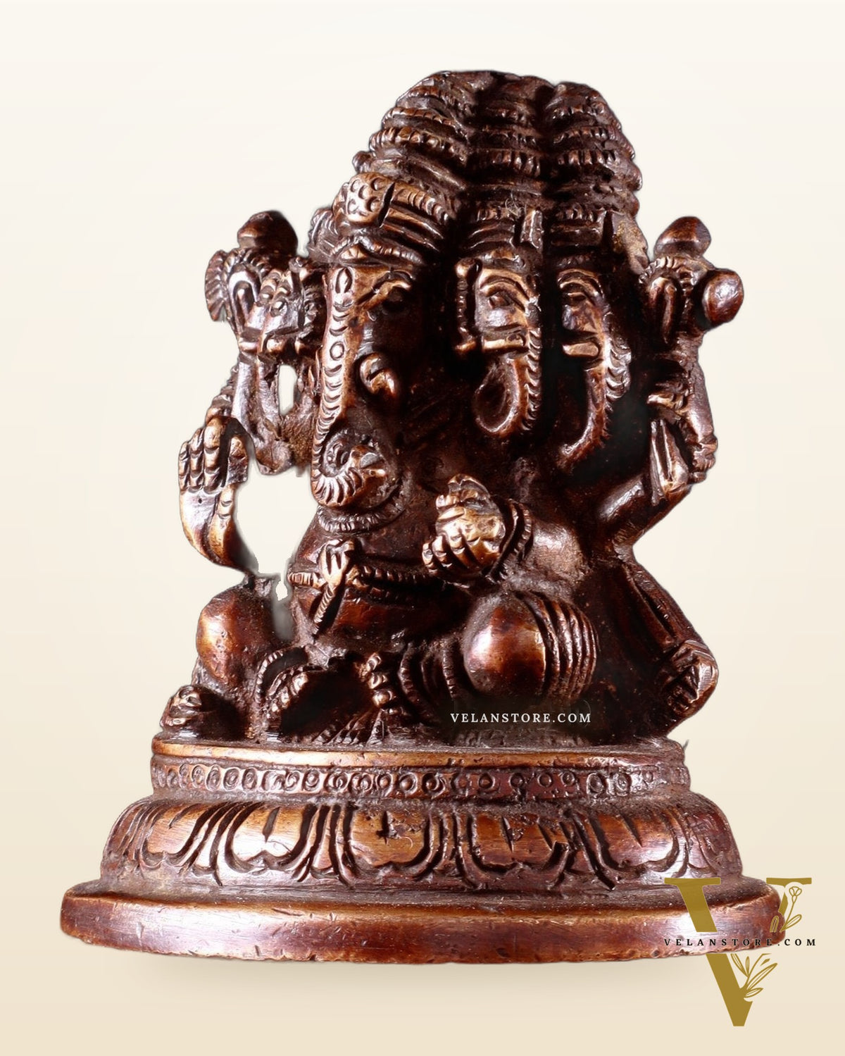 Pure Brass Panchmukhi Ganapati Idol 3.5"