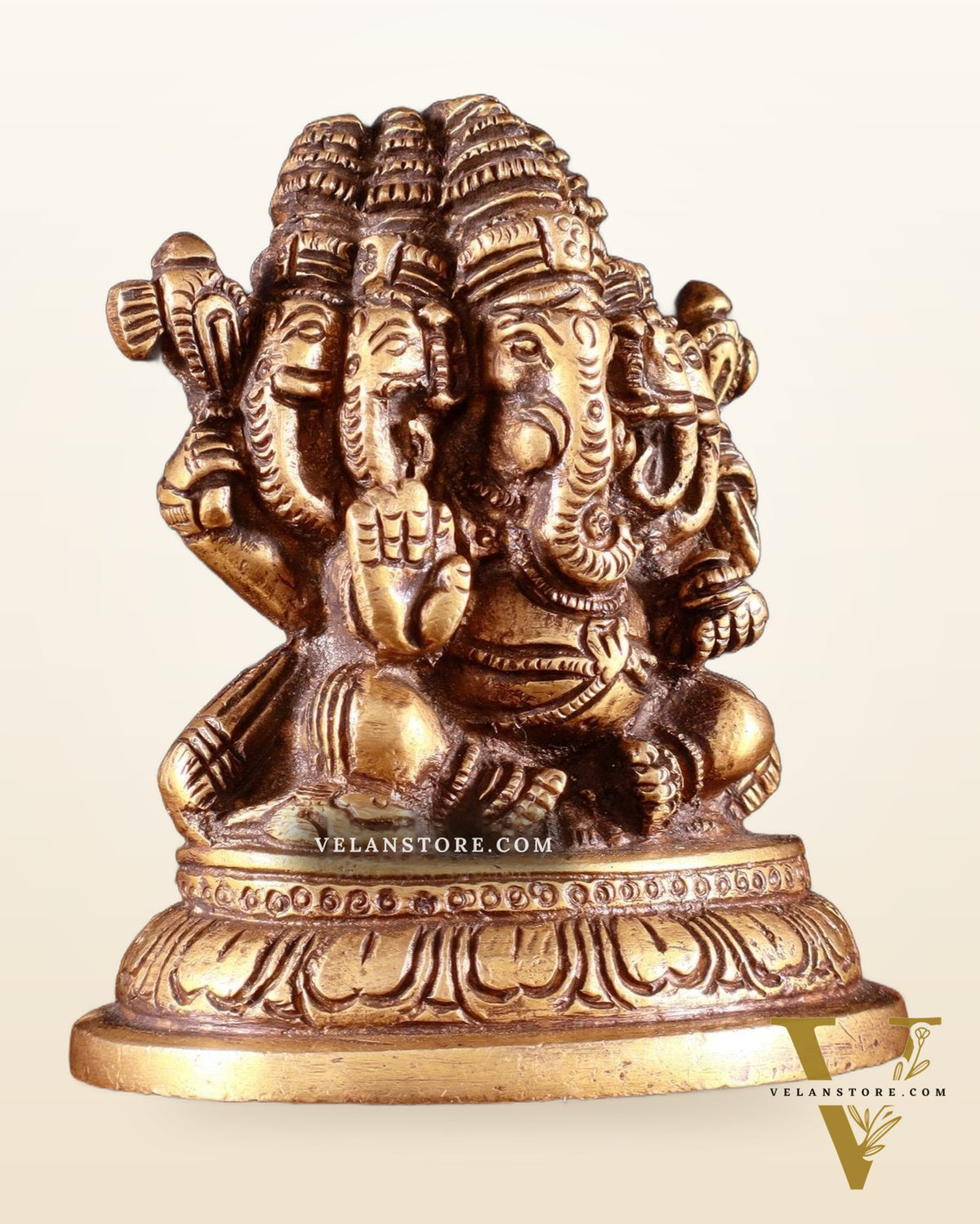 Pure Brass Panchmukhi Ganapati Idol 3.5"