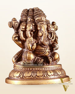 Pure Brass Panchmukhi Ganapati Idol 3.5"