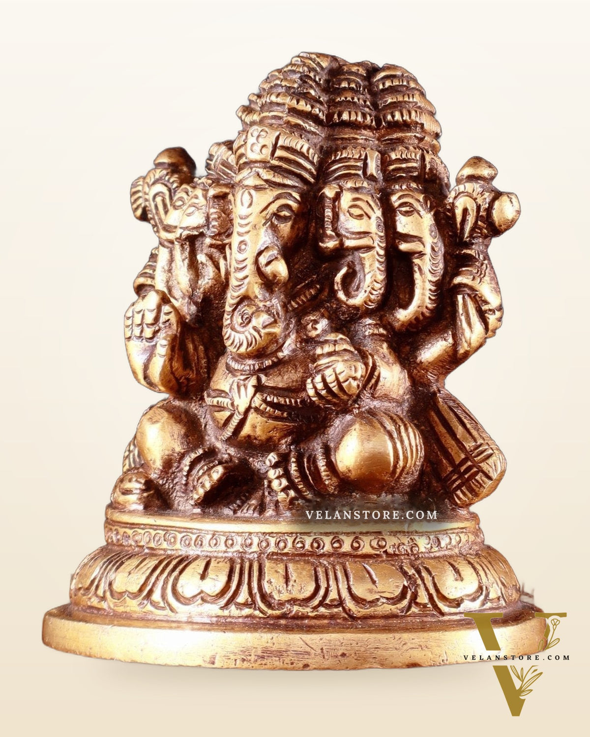 Pure Brass Panchmukhi Ganapati Idol 3.5"