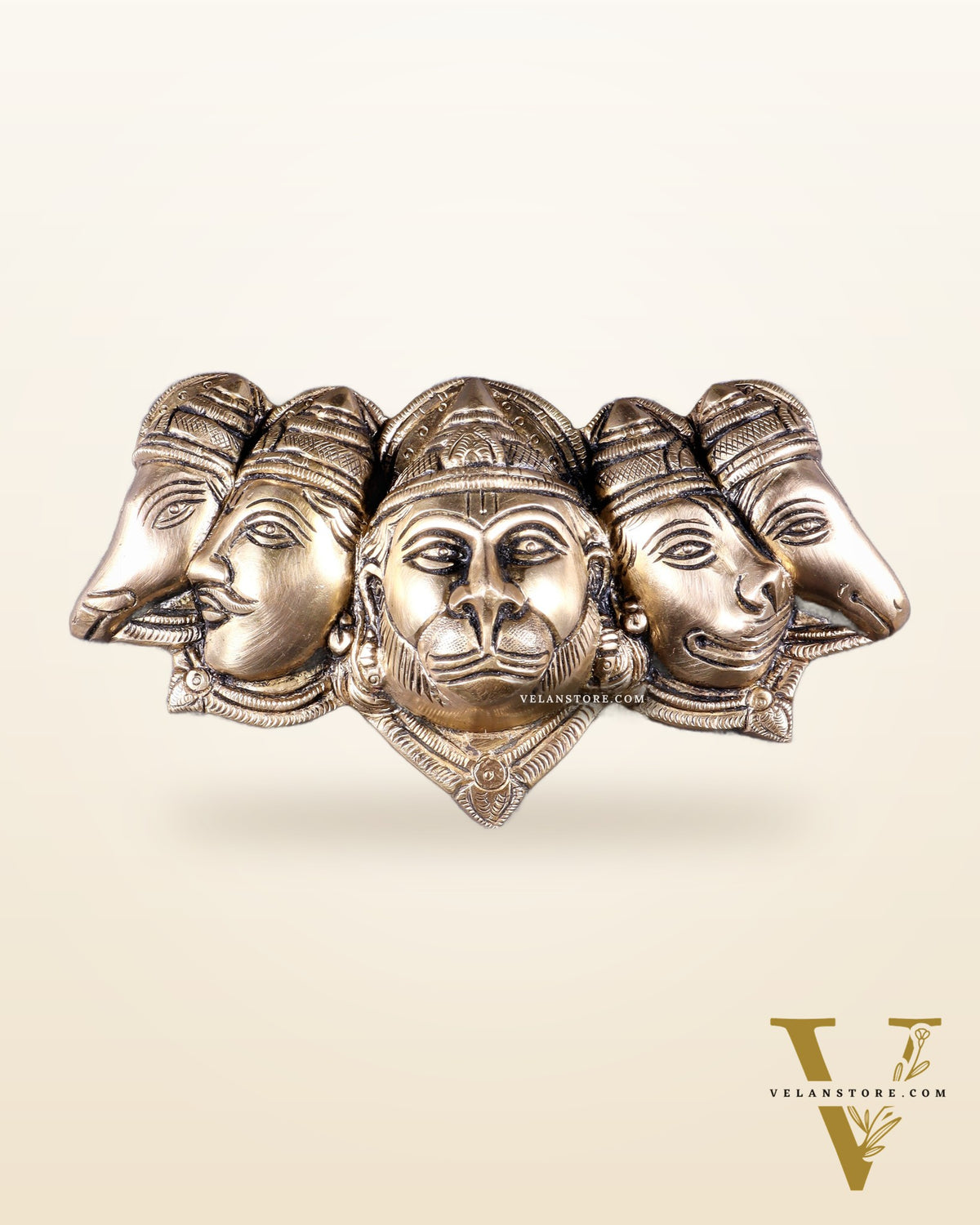 Pure Brass Panchmukhi Hanuman 5 Faces Wall Hanging – 4.5 Inch (original mould)