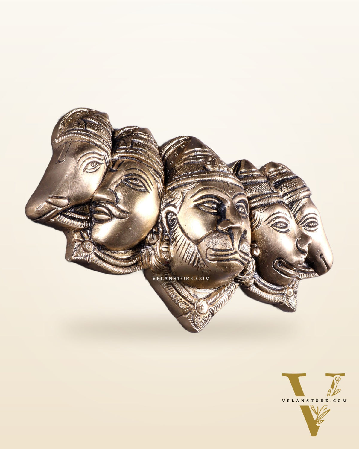 Pure Brass Panchmukhi Hanuman 5 Faces Wall Hanging – 4.5 Inch (original mould)