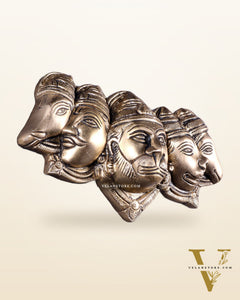Pure Brass Panchmukhi Hanuman 5 Faces Wall Hanging – 4.5 Inch (original mould)