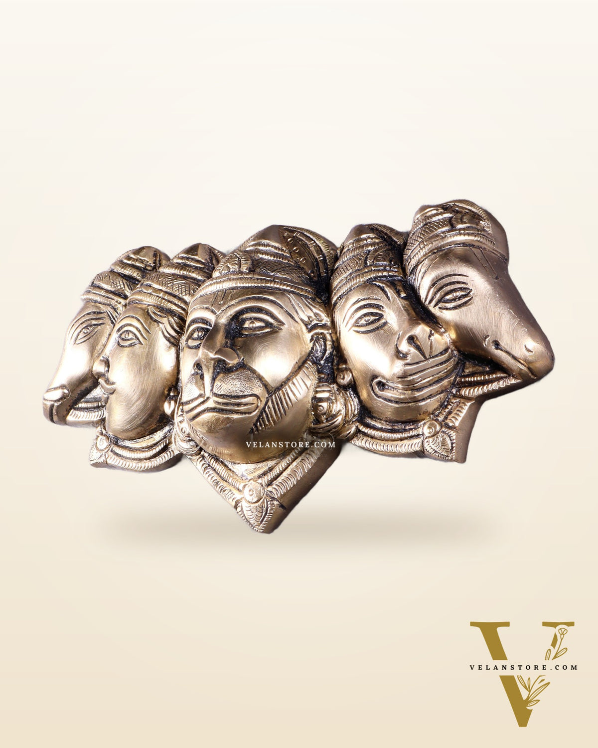 Pure Brass Panchmukhi Hanuman 5 Faces Wall Hanging – 4.5 Inch (original mould)