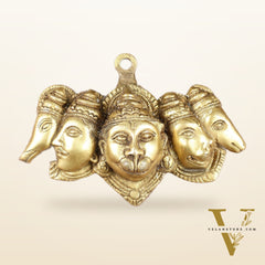 Pure Brass Panchmukhi Hanuman 5 Faces Wall Hanging – 4.5 Inch