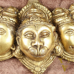 Pure Brass Panchmukhi Hanuman 5 Faces Wall Hanging – 4.5 Inch