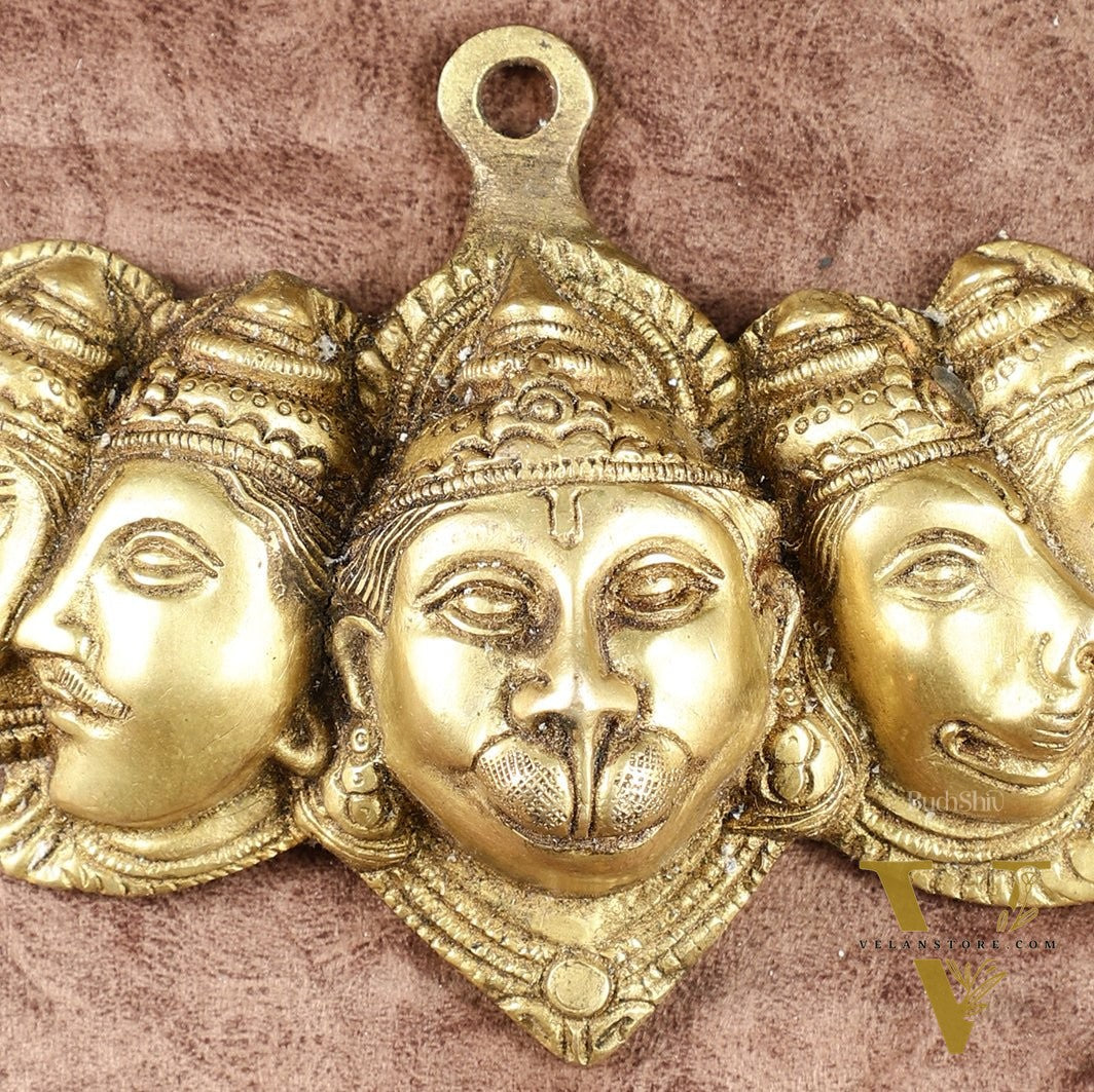 Pure Brass Panchmukhi Hanuman 5 Faces Wall Hanging – 4.5 Inch