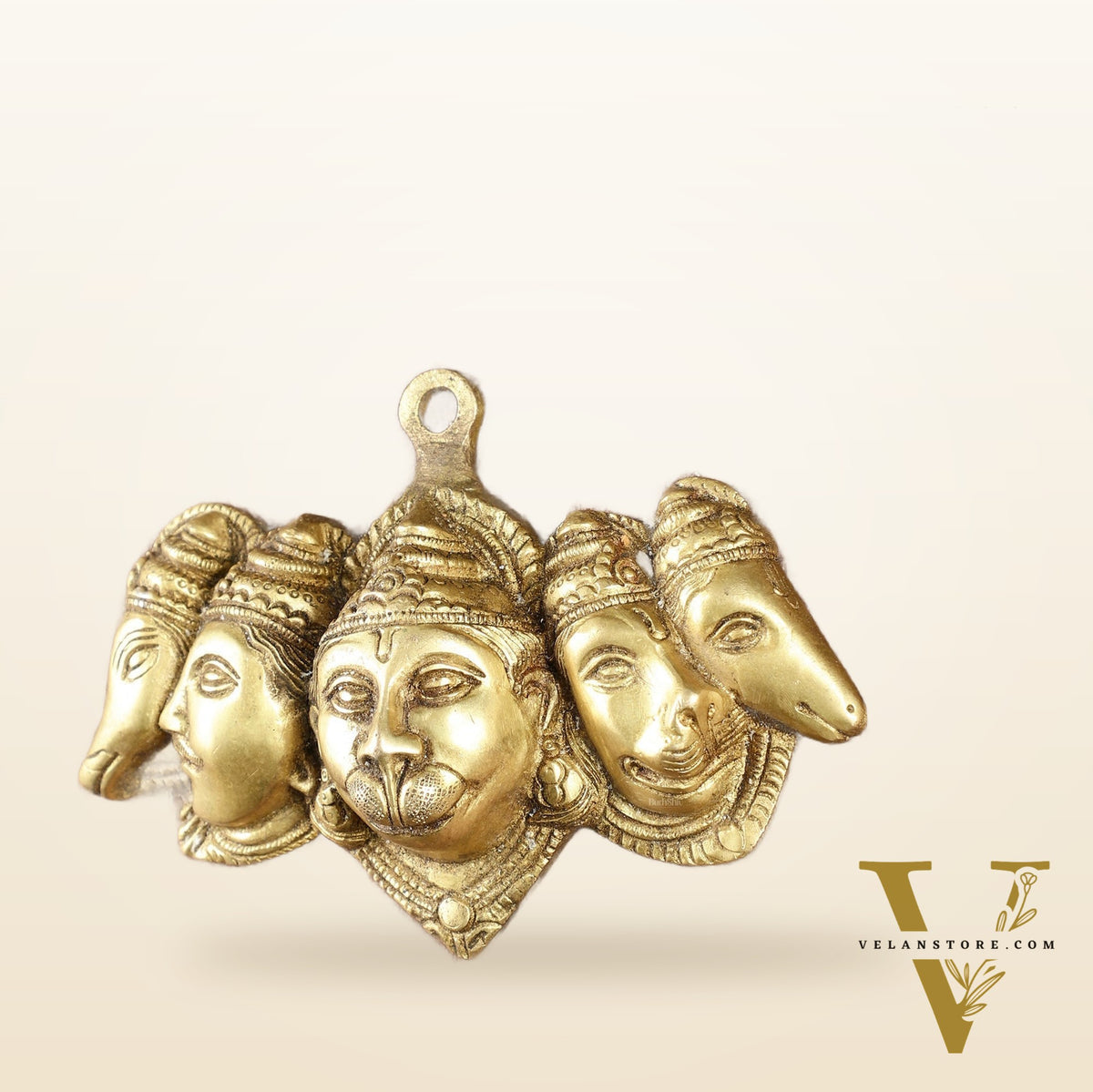 Pure Brass Panchmukhi Hanuman 5 Faces Wall Hanging – 4.5 Inch