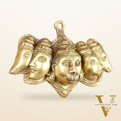 Pure Brass Panchmukhi Hanuman 5 Faces Wall Hanging – 4.5 Inch