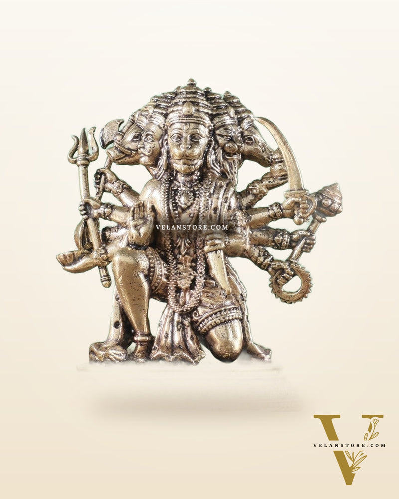 Pure Brass Panchmukhi Hanuman Idol - 3 inch