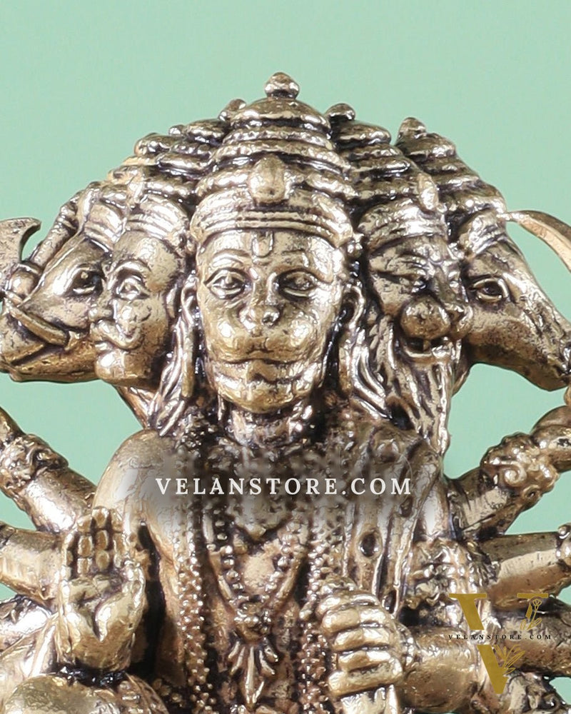Pure Brass Panchmukhi Hanuman Idol - 3 inch
