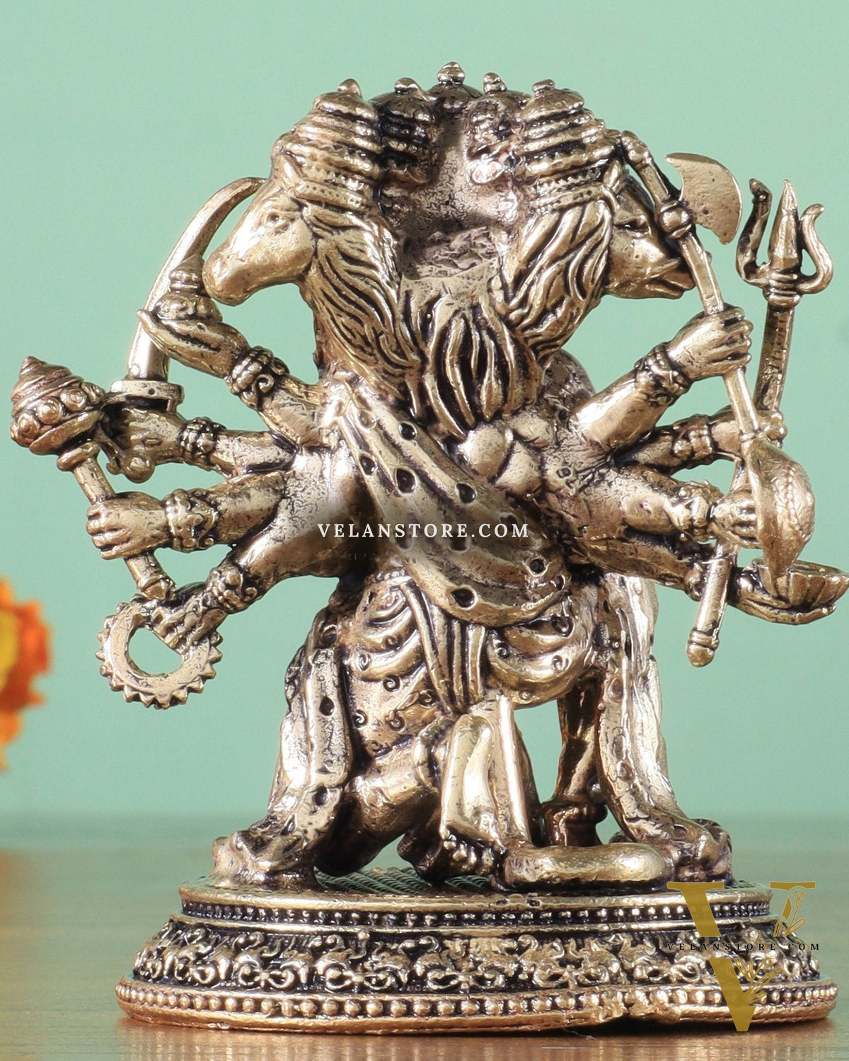 Pure Brass Panchmukhi Hanuman Idol - 3 inch