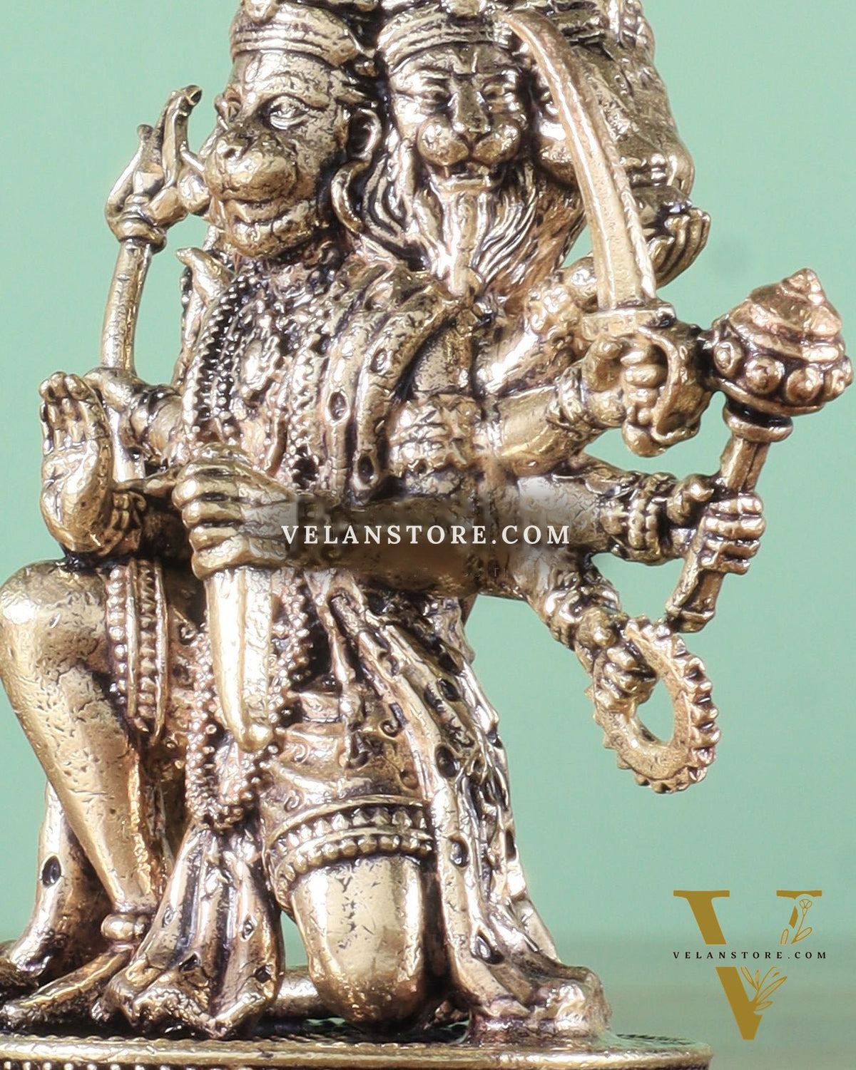 Pure Brass Panchmukhi Hanuman Idol - 3 inch