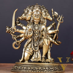 Pure Brass Panchmukhi Hanuman Idol - 4.5 inch
