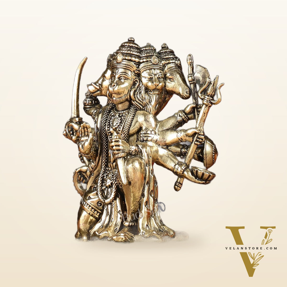 Pure Brass Panchmukhi Hanuman Idol - 4.5 inch