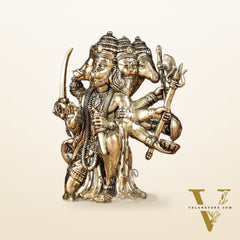 Pure Brass Panchmukhi Hanuman Idol - 4.5 inch