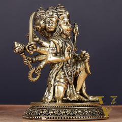 Pure Brass Panchmukhi Hanuman Idol - 4.5 inch