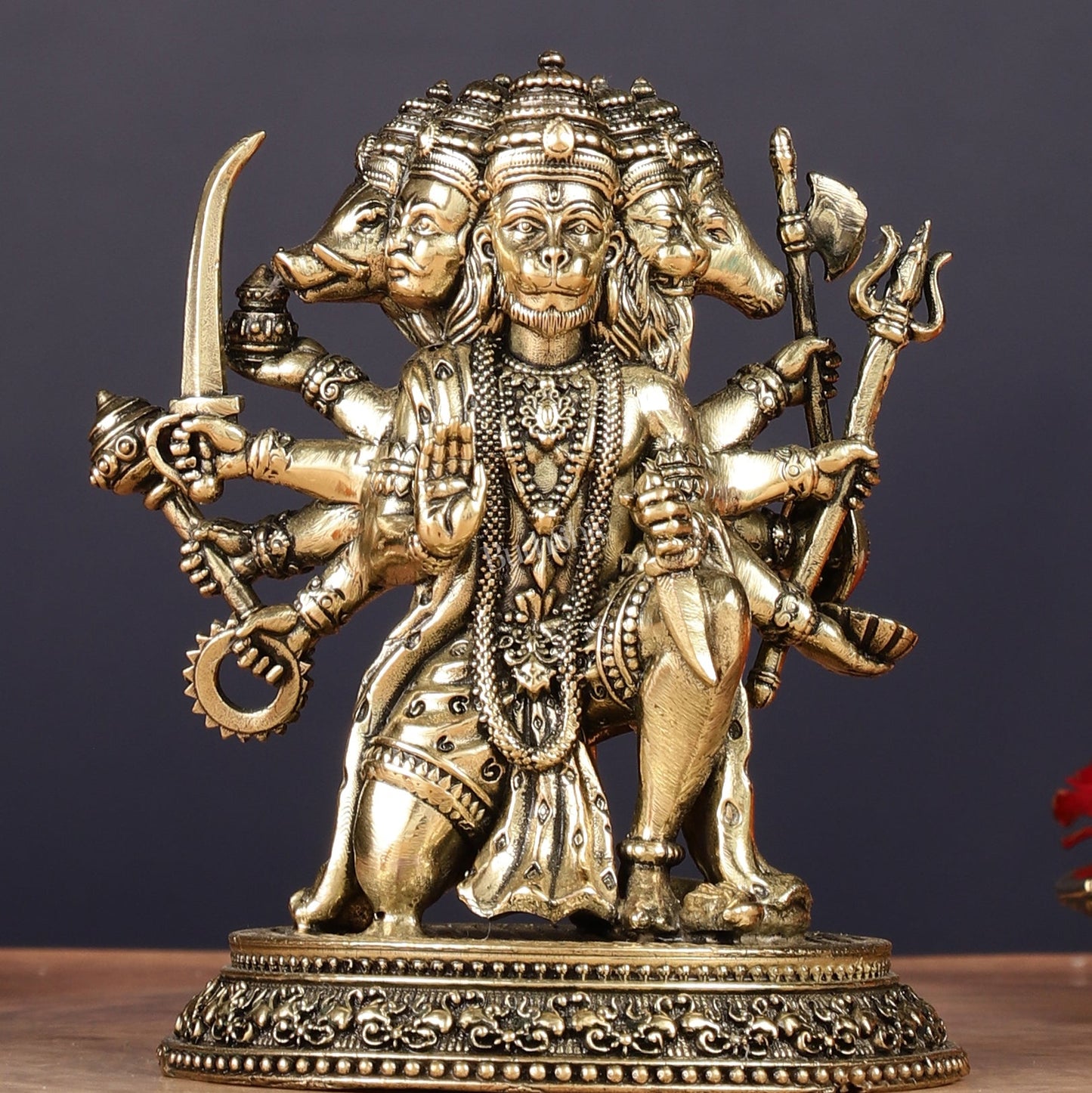 Pure Brass Panchmukhi Hanuman Idol - 4.5 inch