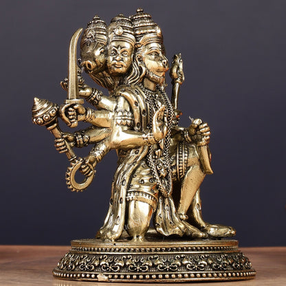 Pure Brass Panchmukhi Hanuman Idol - 4.5 inch
