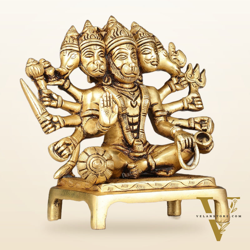 Pure Brass Panchmukhi Hanuman Idol - Superfine 6.5"