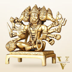 Pure Brass Panchmukhi Hanuman Idol - Superfine 6.5"