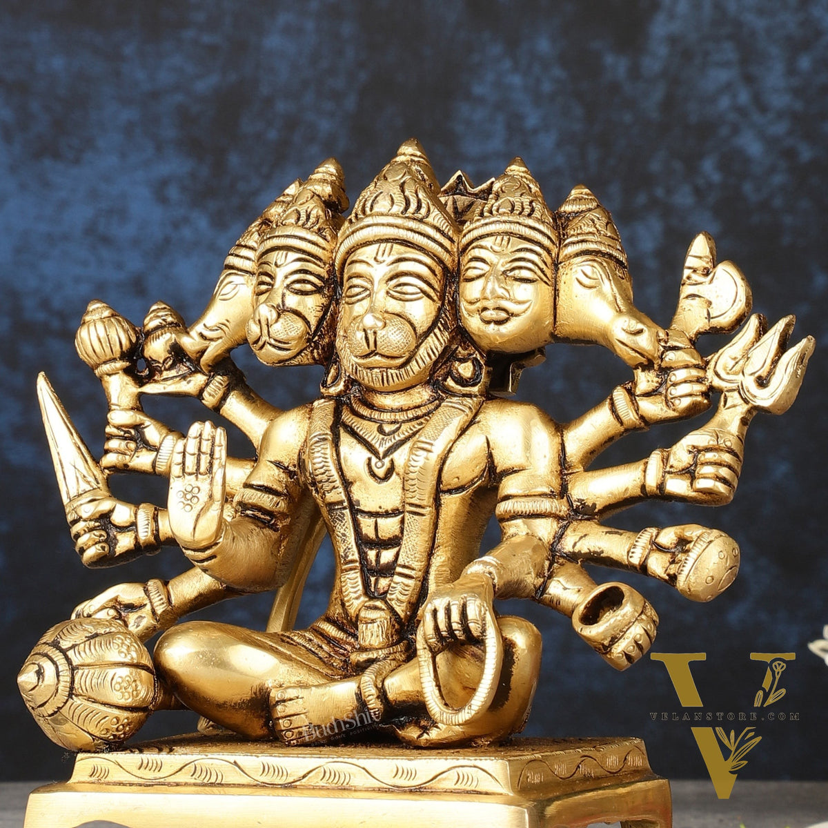 Pure Brass Panchmukhi Hanuman Idol - Superfine 6.5"
