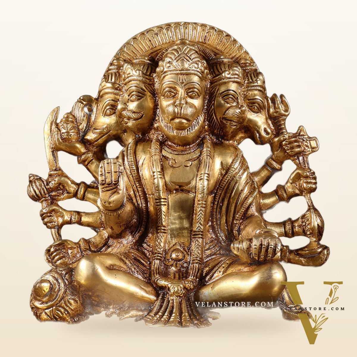 Pure Brass Panchmukhi Hanuman Statue 7.5 Inch