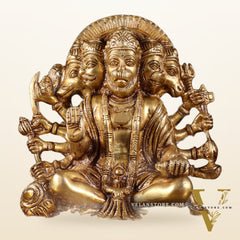 Pure Brass Panchmukhi Hanuman Statue 7.5 Inch