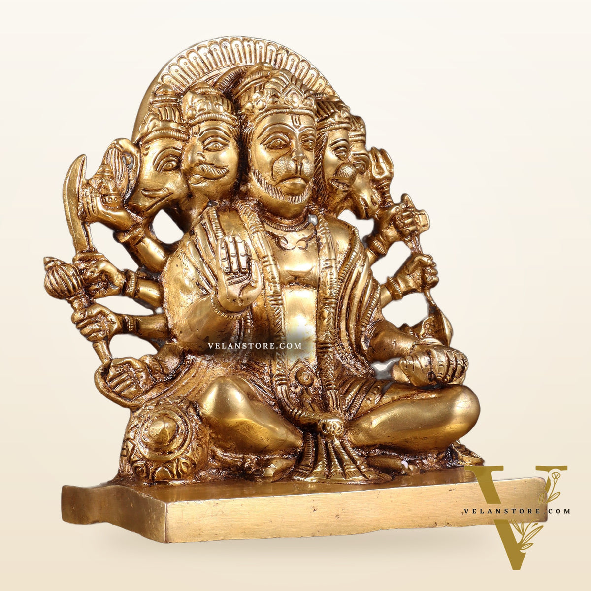 Pure Brass Panchmukhi Hanuman Statue 7.5 Inch