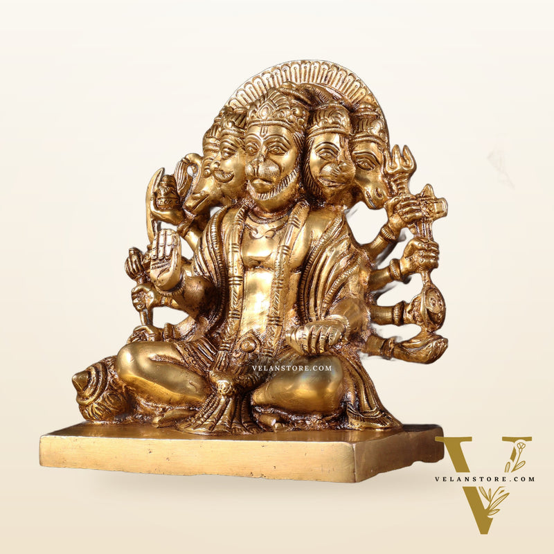 Pure Brass Panchmukhi Hanuman Statue 7.5 Inch
