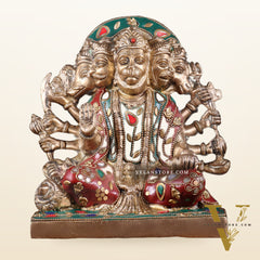 Pure Brass Panchmukhi Hanuman Statue 7.5 Inch stonework